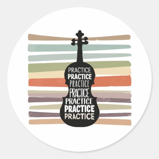 violin retro runder aufkleber (Vorderseite)