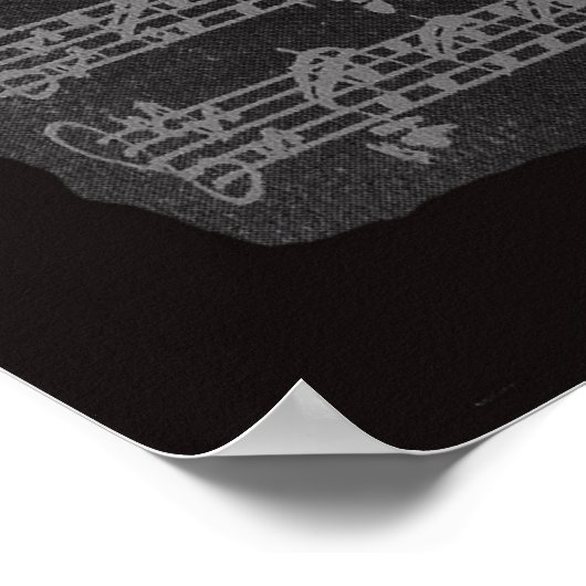 Violin Scrawl auf Bach Manuskript Poster (Ecke)