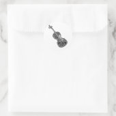 Violin Shaped Word Art Black Text Runder Aufkleber (Tasche)