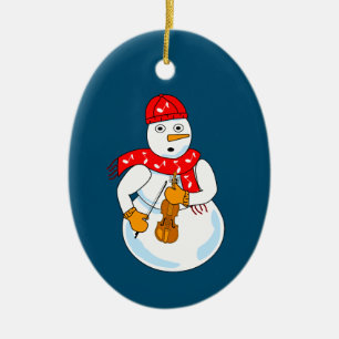 Violin Snowman Keramik Ornament