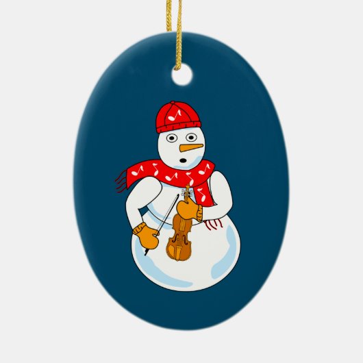 Violin Snowman Keramik Ornament (Hinten)