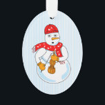 Violin Snowman Ornament<br><div class="desc">Ein Schneemann, der einen Schal mit Musiknote trägt und eine Geige hält, ist ein lustiges Wintermusikdesign für Streichmusiker an Geburtstagen, Weihnachten und Winterferien.</div>
