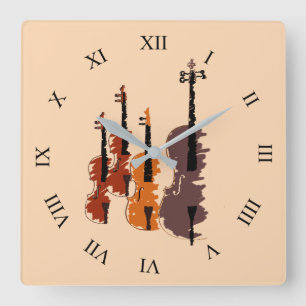 Violin String Instrument string quartet Quadratische Wanduhr