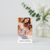 Violin Teacher QR Code Photo Visitenkarte (Stehend Vorderseite)