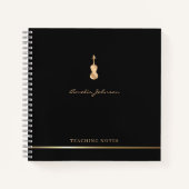 Violin Teacher Stilvolle Script Music Gold Black Notizblock (Vorderseite)
