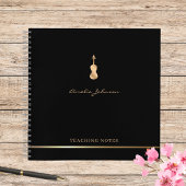 Violin Teacher Stilvolle Script Music Gold Black Notizblock