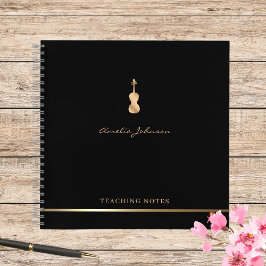 Violin Teacher Stilvolle Script Music Gold Black Notizblock