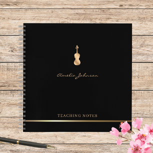 Violin Teacher Stilvolle Script Music Gold Black Notizblock