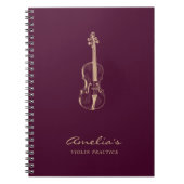 Violin Teacher Student Elegantes Script Burgundy Notizblock (Vorderseite)