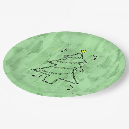 Violin Text Christmas Tree Pappteller (Schrägansicht)