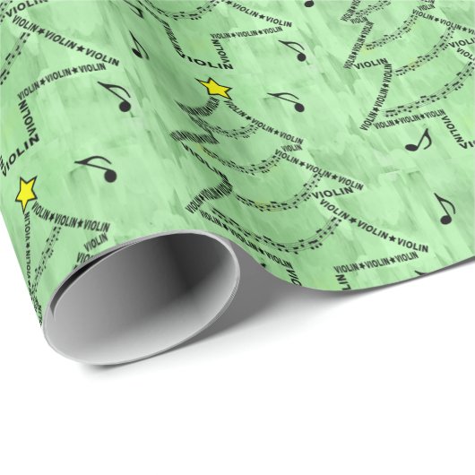 Violin Text Weihnachtsbaum Geschenkpapier (Rolleneckpunkt)