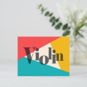 Violin Tri Colour - Türkis Coral Gold Postkarte (Stehend Vorderseite)