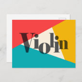 Violin Tri Colour - Türkis Coral Gold Postkarte (Vorne/Hinten)