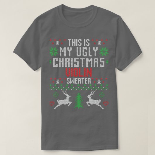 Violin Ugly Christmas Sweater T-Shirt (Design vorne)