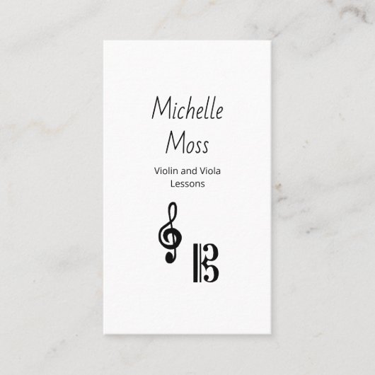 Violin Viola Professional Music Lessons Simple Visitenkarte (Vorderseite)