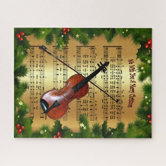 Violin ~ "Wir wünschen Ihnen ein frohes Weihnachts Puzzle (Horizontal)