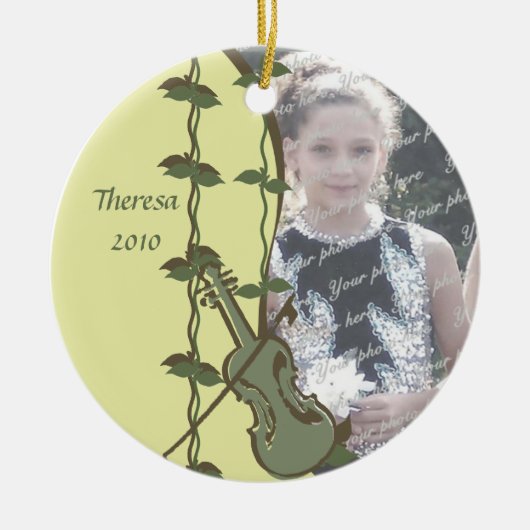 Violin Woodland Foto Keramik Ornament (Vorne)