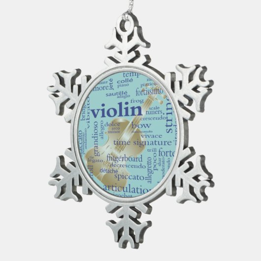 Violin Words Snowflake Ornament (Rechts)