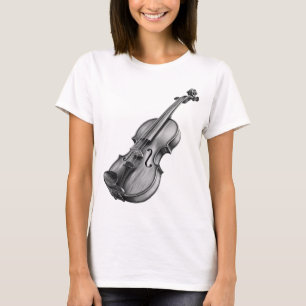 Violin-Zeichnung Schwarz-Weiß-Skizze T-Shirt