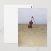 Violine am Strand Postkarte (Vorne/Hinten)