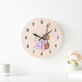 Violine, Ballett-Schuhe, Blumen und Schmetterlinge Große Wanduhr (Zuhause)