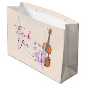 Violine, Ballettschuhe und Schmetterlinge Vielen D Große Geschenktüte (Rückseite Schrägansicht)