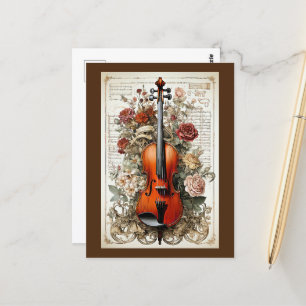 Violine Beauty, von Blumen verzierte künstliche In Postkarte