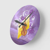 Violine Bläserwirbel Lila Mittelklanduhr Runde Wanduhr (Winkel)