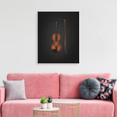 Violine & Bow Seite auf 16facher schwarzer Leinwan Leinwanddruck (Insitu (Wohnzimmer))