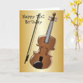Violine Design Personalisiert 21. Geburtstag Karte (Gelbe Blume)