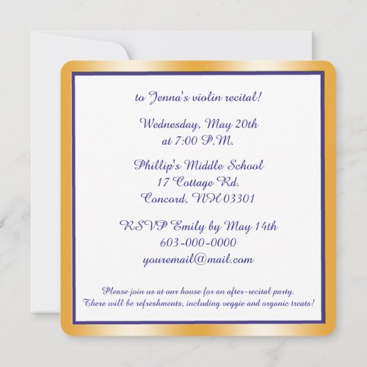 Violine-Erwägung Einladung (Rückseite)
