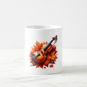 Violine im Bett aus Blättern Kaffeetasse