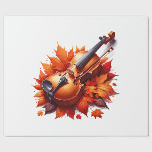 Violine im Blätterbett Geschenkpapier