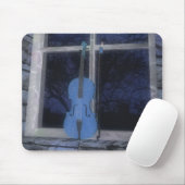 Violine im Fenster: Blaue Version: Mousepad (Mit Mouse)