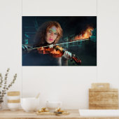 Violine in Flammen Poster (Küche)