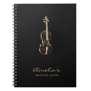 Violine Lehrer Student Elegantes Script schwarz Notizblock