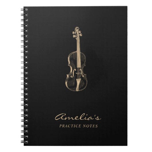Violine Lehrer Student Elegantes Script schwarz Notizblock (Vorderseite)