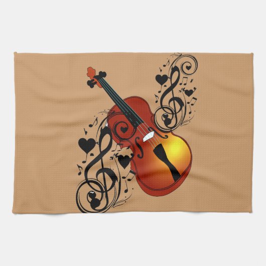 Violine, Lover im Herzen_ Handtuch (Horizontal)