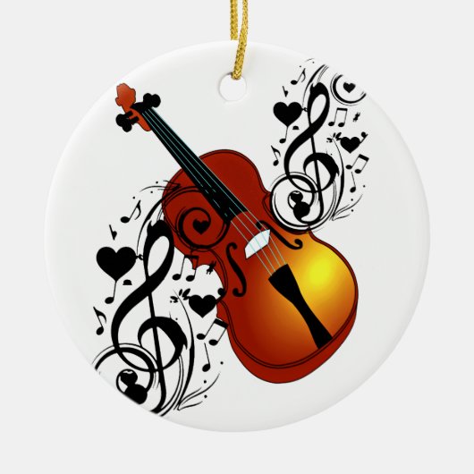 Violine, Lover im Herzen_ Keramik Ornament (Vorne)