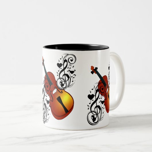Violine, Lover im Herzen_ Zweifarbige Tasse (VorderseiteRechts)