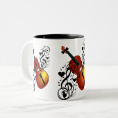 Violine, Lover im Herzen_ Zweifarbige Tasse (Vorderseite Links)