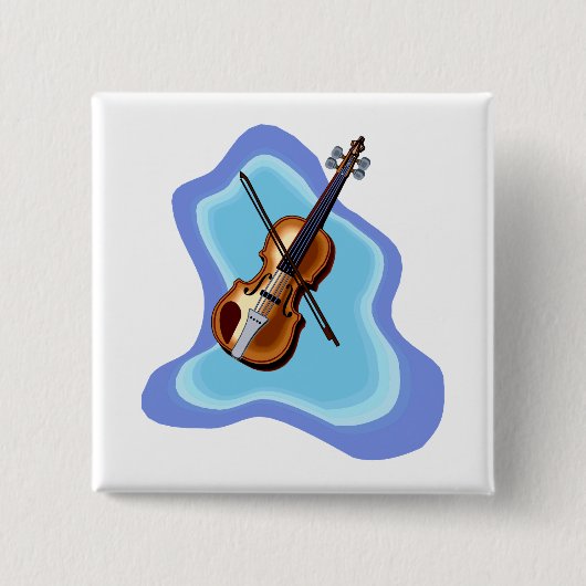 Violine mit blauem Hintergrundgraphikbild Button (Vorderseite)