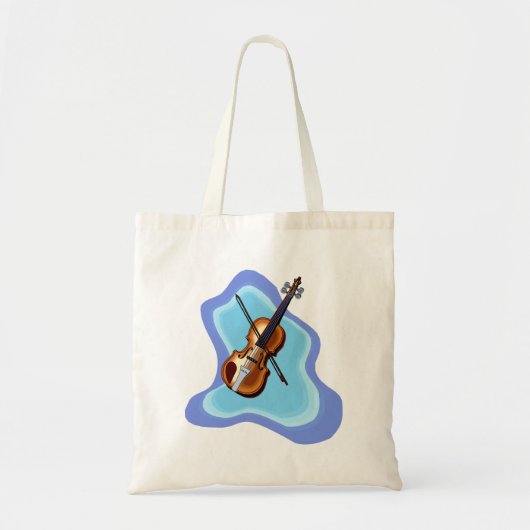 Violine mit blauem Hintergrundgraphikbild Tragetasche (Vorne)