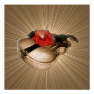 Violine mit roter Rose - Woweffekt Poster