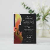 Violine Music Erwägungsgrund Schwarz-weiß Einladun Einladungspostkarte (Stehend Vorderseite)