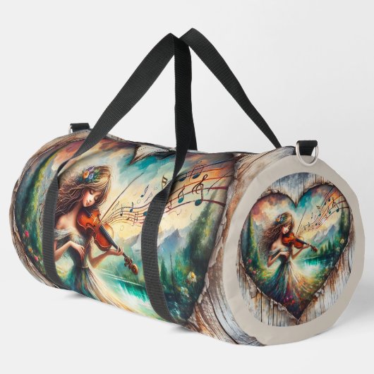 Violine Music Rustikales Herz Girl Duffle Bag (Linke Ecke)