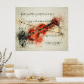 Violine Musiknoten Aquarell Poster (Küche)