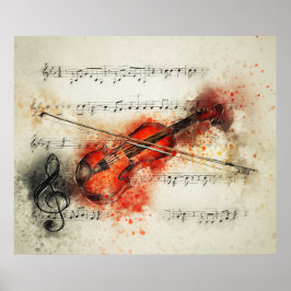 Violine Musiknoten Aquarell Poster