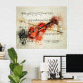 Violine Musiknoten Aquarell Poster (Heimbüro)