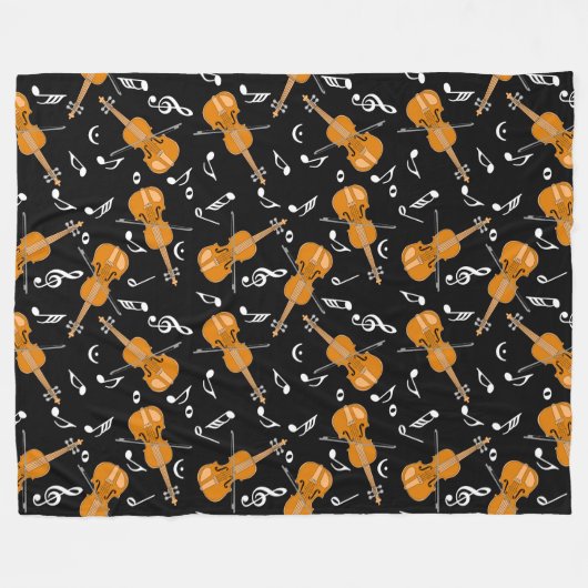 Violine Musiknoten Fleecedecke (Vorderseite (Horizontal))